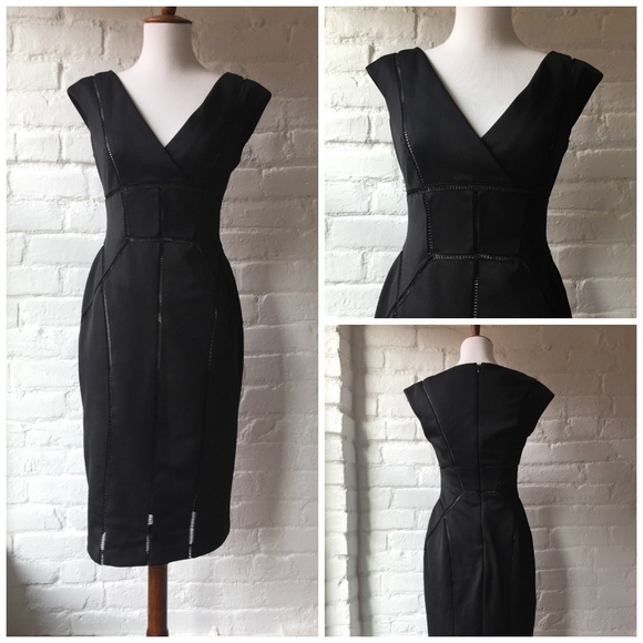 Maggy London Dresses & Skirts - Maggy London Black Fitted Stretch V Neck Dress 4